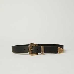 Below the Belt Black Belt with Gold Buckle